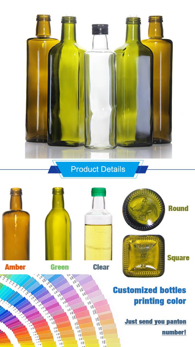 Tái chế 250Ml 500Ml 750Ml Phòng bếp Square Vinegar Glass Ô liu ô liu với nắp 3