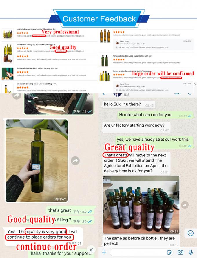 500ml 750ml Quảng trường chai thủy tinh dầu ô liu phẳng với nút hoặc nắp vít 4