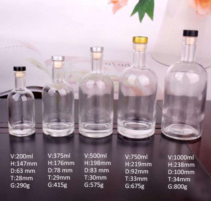 Giá rẻ750ml Flint Glass Liquor Bottles Custom Printed For Cocktail Whiskey Rum 1