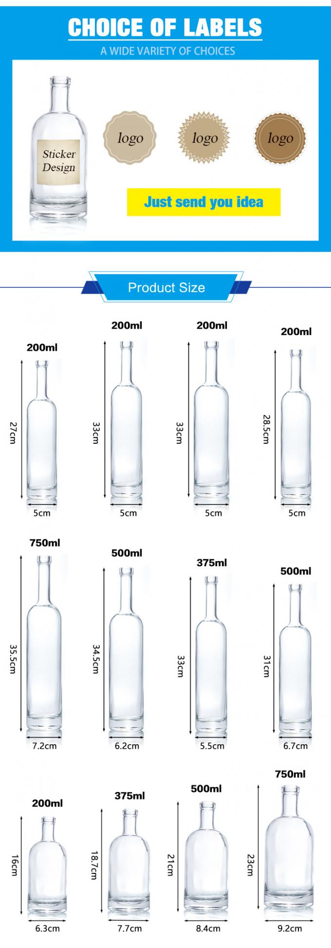 Giá rẻ750ml Flint Glass Liquor Bottles Custom Printed For Cocktail Whiskey Rum 7