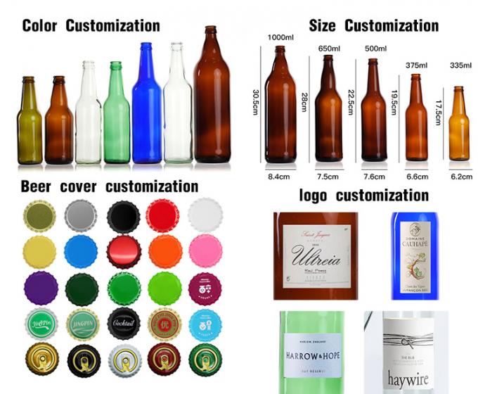 Amber Transparent Mini Corona chai Peroni kính 330ml 500ml 5