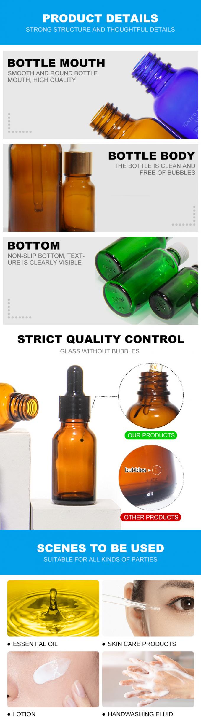 OEM 5ml 10ml 1oz Amber Glass Dropper chai tinh dầu 0