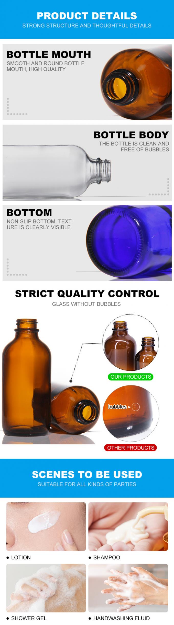 16 oz vòng Boston Amber Glass Lotion chai nước hoa phun 0