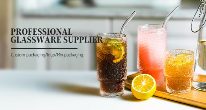 Retro Crystal Clear Coffee Drinking Glasses Cup Ripple Glassware được đúc 0