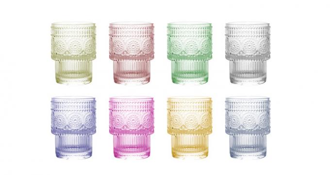 Retro Crystal Clear Coffee Drinking Glasses Cup Ripple Glassware được đúc 5