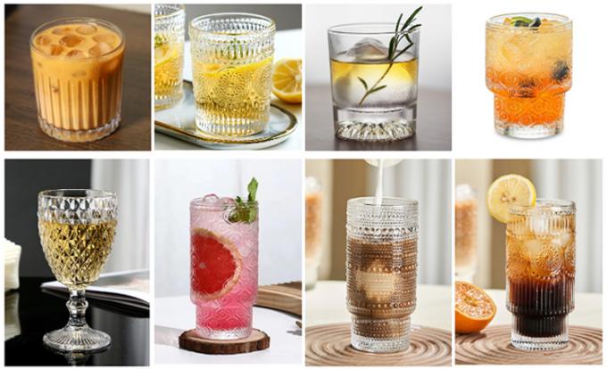 Retro Crystal Clear Coffee Drinking Glasses Cup Ripple Glassware được đúc 6