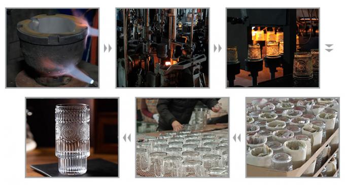 Retro Crystal Clear Coffee Drinking Glasses Cup Ripple Glassware được đúc 9