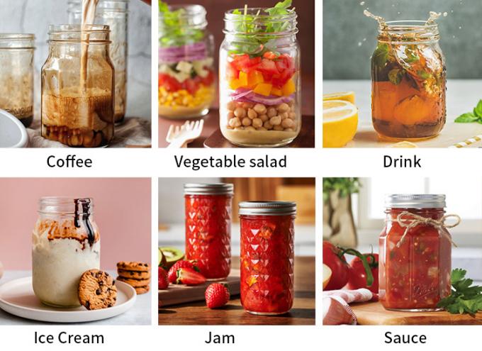 Thiết kế tùy chỉnh 8 oz 16 oz Thùng lưu trữ thực phẩm Glass Mason Jar với nắp 3