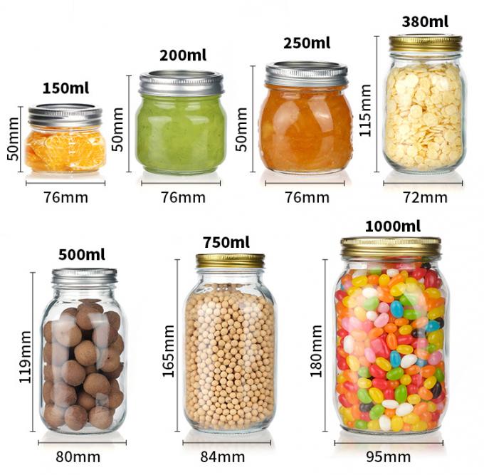 Thiết kế mới đồ ăn thủy tinh Mason lọ rõ ràng 450ml 250ml Mini lọ với nắp 1
