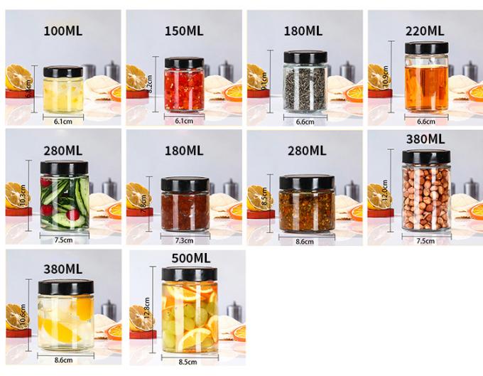 Nhà máy thực phẩm sử dụng 1Oz 4Oz 8Oz hình tròn Khung lưu trữ rỗng rõ ràng Glass Jelly Jam Honey Sauce Jar 3