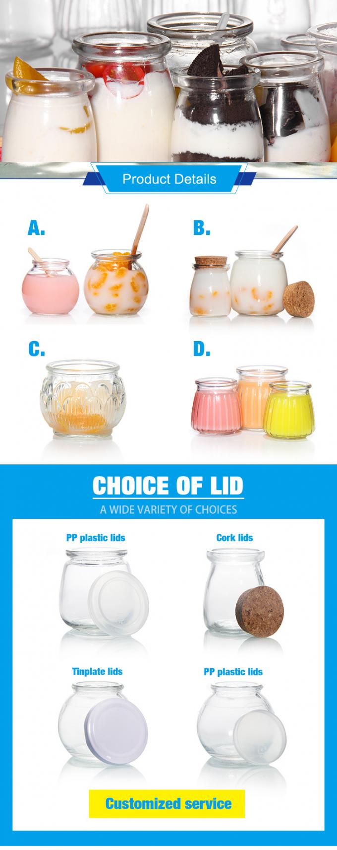 100 ml 200 ml Mini Round Clear Glass Milk Yogurt Pudding Jar Với nút gỗ 0