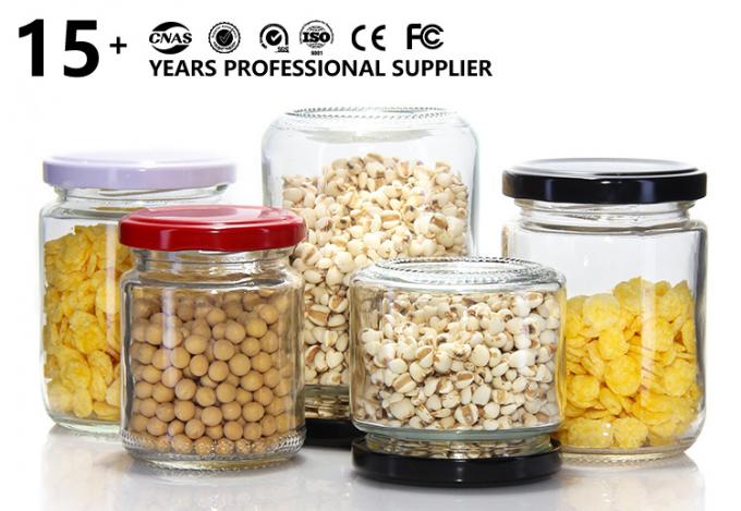 Chất lượng cao Customized Glass Jar Food Grade Storage Jar Với nắp nhôm 0