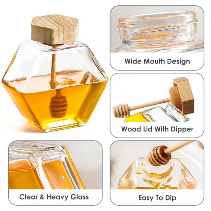 100ml 220ml Thùng thủy tinh hình sáu góc với nắp 1
