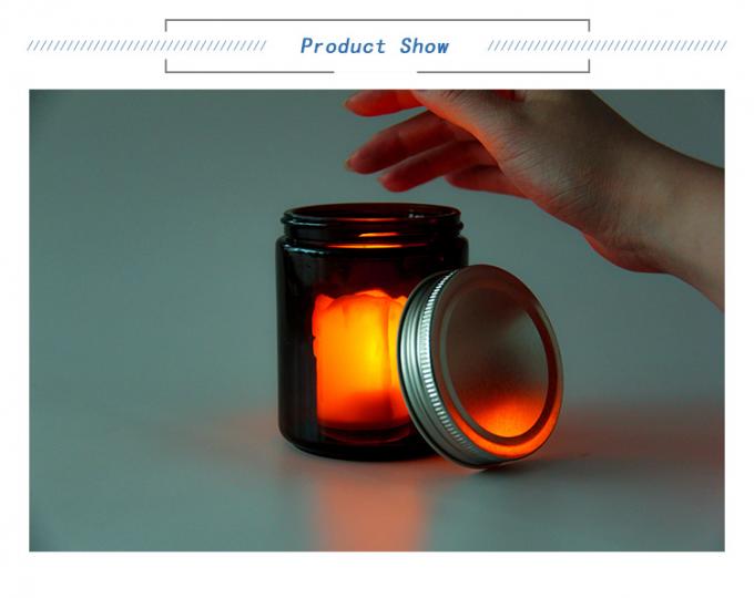 Matte Đen màu hổ phách Glass Candle Jars Frosted Candle Vessel 0