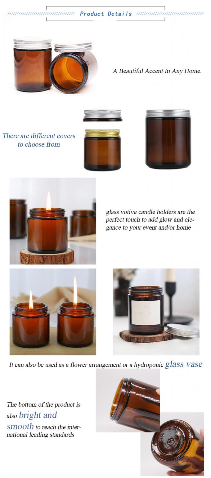 Chất lượng cao bán buôn Oem Odm chấp nhận được 100ml 250ml Amber Glass Candle Jars For Candle 2