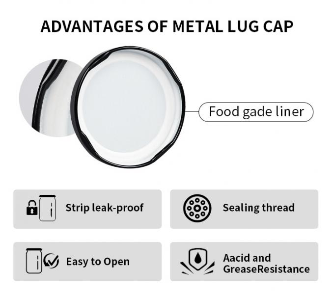 Custom in ấn thủy tinh mật ong lọ chai Cap Tinplate Lug Closures 2