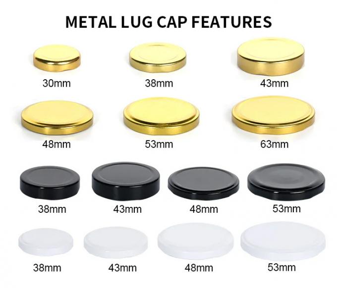 Custom in ấn thủy tinh mật ong lọ chai Cap Tinplate Lug Closures 1