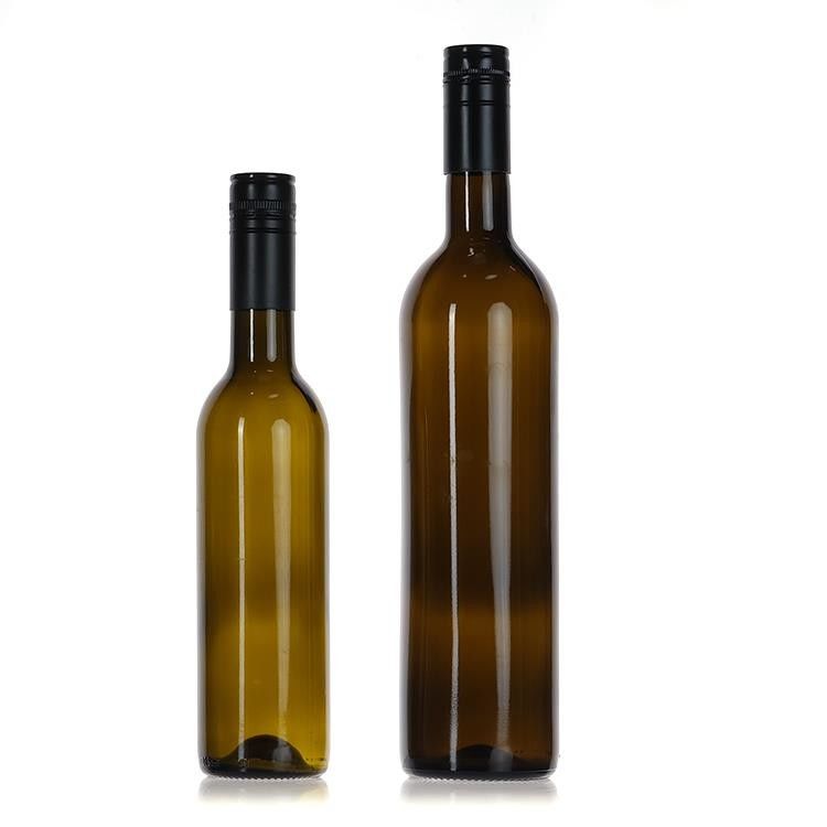 750ml chai rượu vang Bordeaux kính tròn với nút thắt đáy phẳng