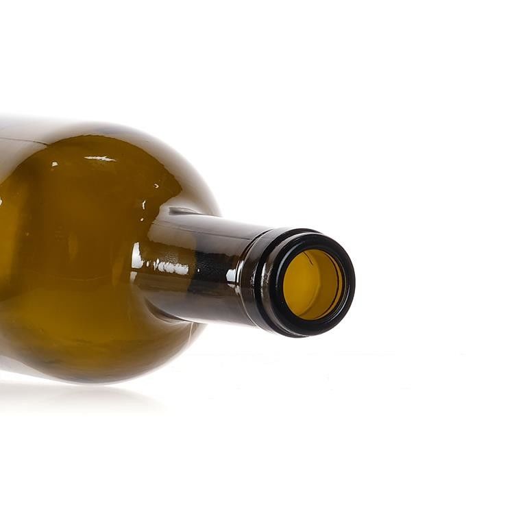 750ml chai rượu vang Bordeaux kính tròn với nút thắt đáy phẳng