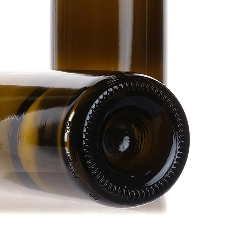 750ml chai rượu vang Bordeaux kính tròn với nút thắt đáy phẳng