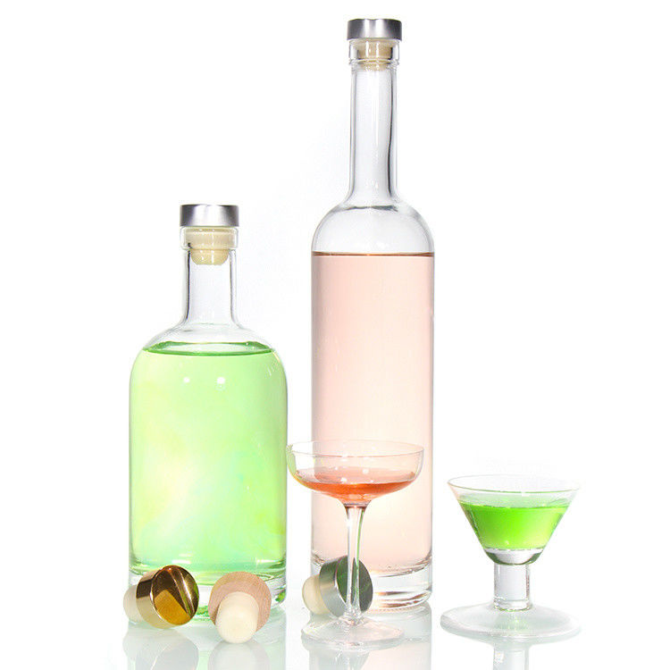 Giá rẻ750ml Flint Glass Liquor Bottles Custom Printed For Cocktail Whiskey Rum