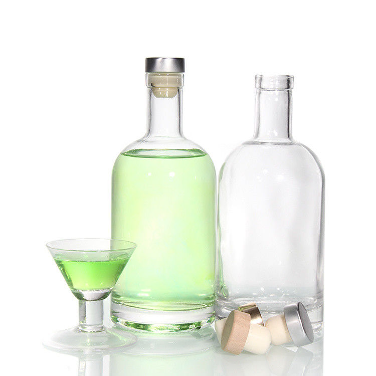 Giá rẻ750ml Flint Glass Liquor Bottles Custom Printed For Cocktail Whiskey Rum