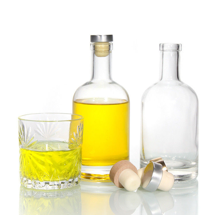 Giá rẻ750ml Flint Glass Liquor Bottles Custom Printed For Cocktail Whiskey Rum