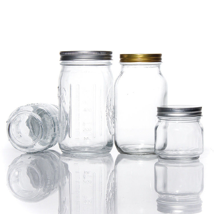 Prodcued nhiều kích cỡ tùy chỉnh nhà bếp thủy tinh Cung cấp thực phẩm thủy tinh Mason Jar cho bánh quy hương vị kẹo