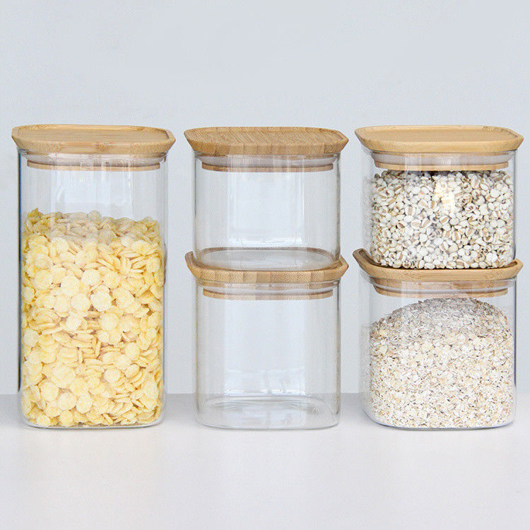 Thùng thủy tinh Borosilicate cao 300ml Thùng bếp với nắp cork