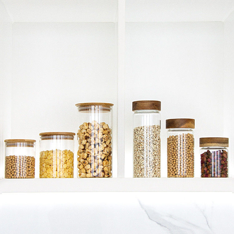 Lưu trữ thực phẩm Vòng cao borosilicate thủy tinh đồ ăn bình kín không khí cho nhà bếp
