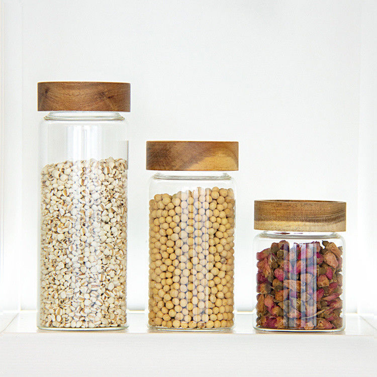 Lưu trữ thực phẩm Vòng cao borosilicate thủy tinh đồ ăn bình kín không khí cho nhà bếp