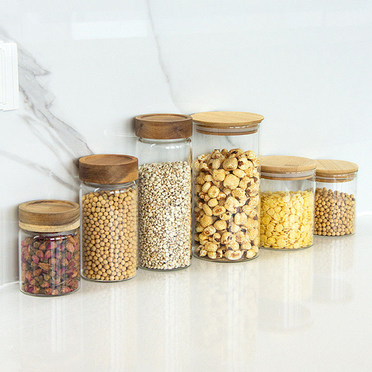 Lưu trữ thực phẩm Vòng cao borosilicate thủy tinh đồ ăn bình kín không khí cho nhà bếp