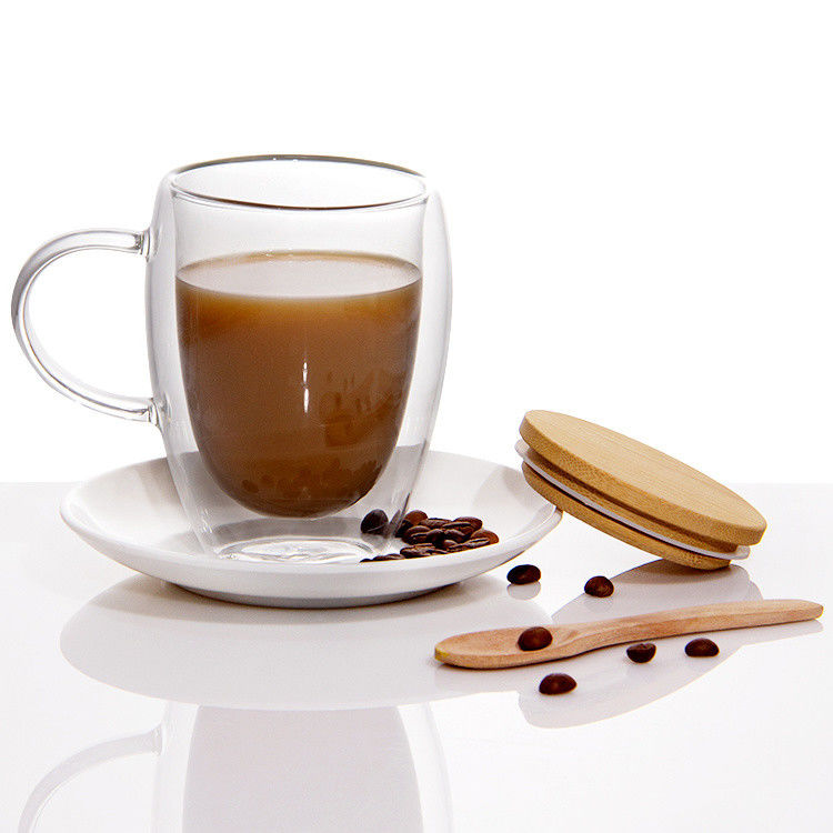 12oz 16oz Double Walled Latte Cups Borosilicate Glass Tea Cup cho BBQ
