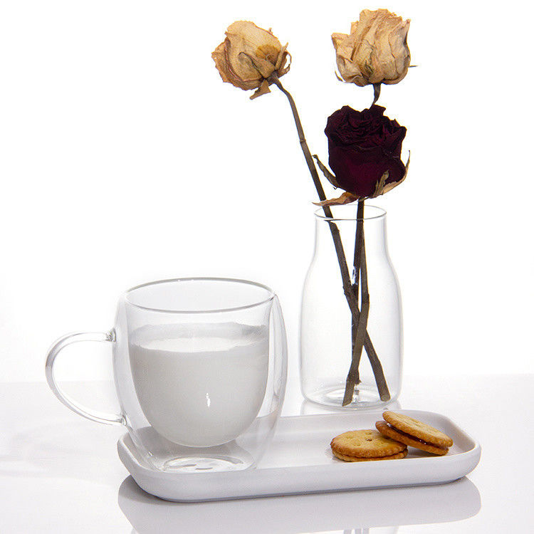 12oz 16oz Double Walled Latte Cups Borosilicate Glass Tea Cup cho BBQ