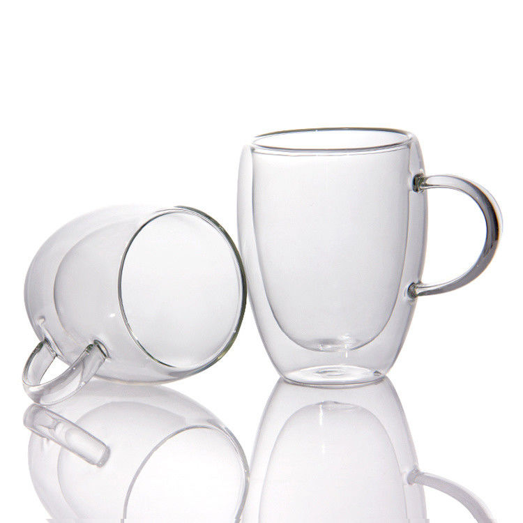 12oz 16oz Double Walled Latte Cups Borosilicate Glass Tea Cup cho BBQ