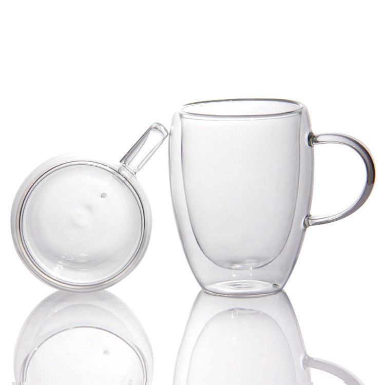 12oz 16oz Double Walled Latte Cups Borosilicate Glass Tea Cup cho BBQ