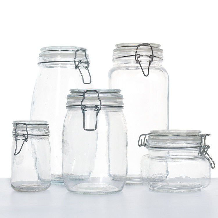 Sử dụng nhà máy thực phẩm 1Oz 4Oz 8Oz hình tròn Khung lưu trữ rỗng trong suốt Thùng đựng đồ ăn bằng thủy tinh Với nắp clip