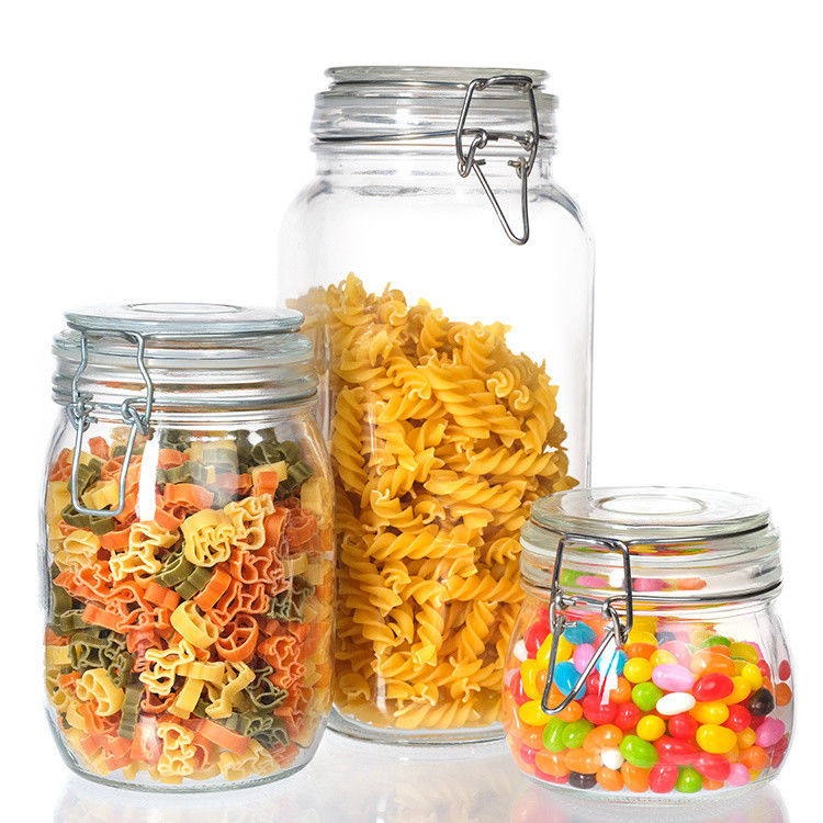 Sử dụng nhà máy thực phẩm 1Oz 4Oz 8Oz hình tròn Khung lưu trữ rỗng trong suốt Thùng đựng đồ ăn bằng thủy tinh Với nắp clip