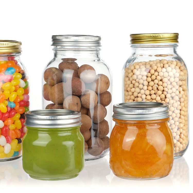 Custom Luxury 16oz Round Clear Glass Jar With Lid Storage Glass Mason Jar (Thiếc bình kính tròn có nắp)
