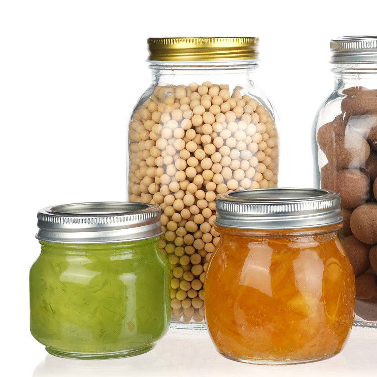 Custom Luxury 16oz Round Clear Glass Jar With Lid Storage Glass Mason Jar (Thiếc bình kính tròn có nắp)
