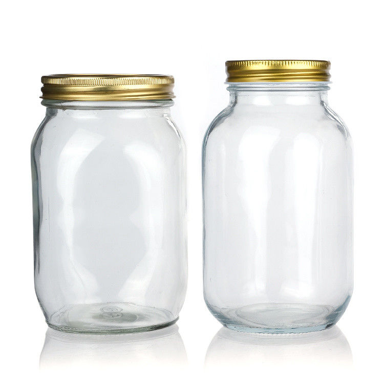 Custom Luxury 16oz Round Clear Glass Jar With Lid Storage Glass Mason Jar (Thiếc bình kính tròn có nắp)