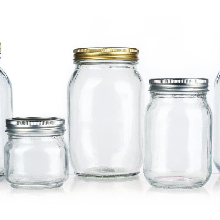 Custom Luxury 16oz Round Clear Glass Jar With Lid Storage Glass Mason Jar (Thiếc bình kính tròn có nắp)