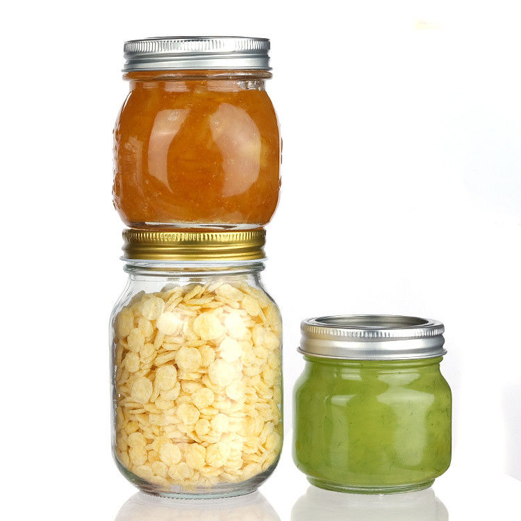 Thiết kế mới vòng 45Ml 12Oz 14Oz kích thước khác nhau Glass Mason Jar Cho kho thực phẩm
