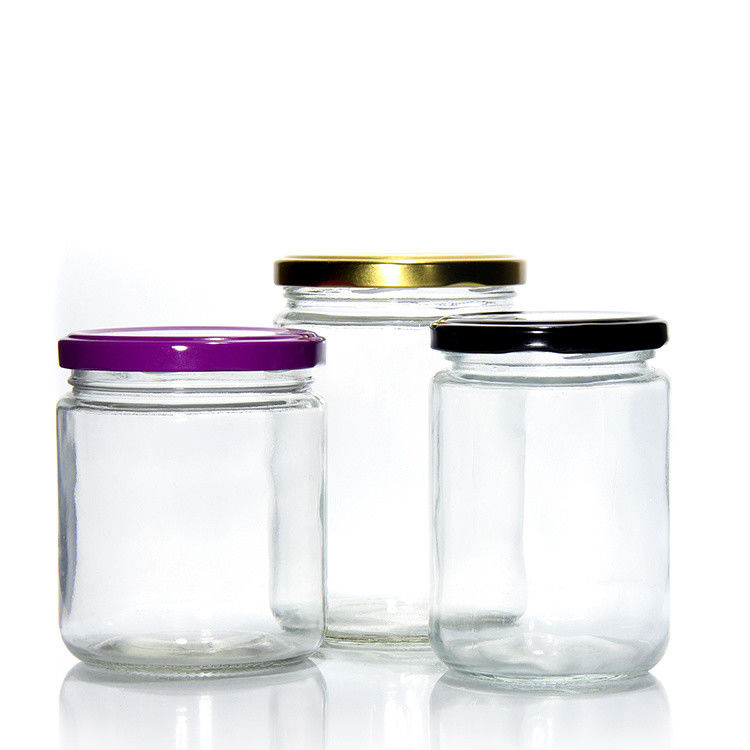 Thức ăn cấp tròn minh bạch 25ml đến 1000ml kẹo mật ong Jelly Glass Storage Jar With Metal Airtight Lid
