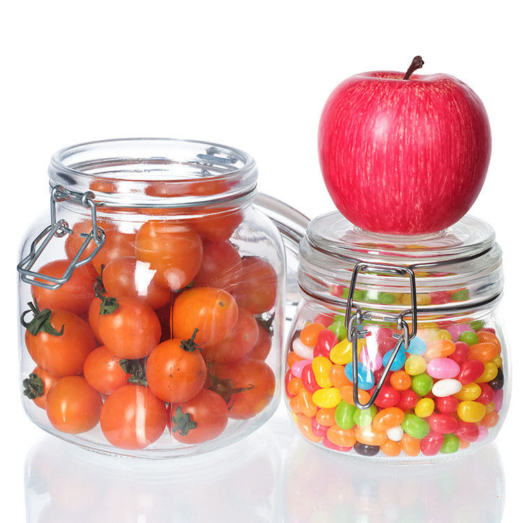 12oz 17oz Clear Glass Storage Jars Candy Round Glass Containers In Bulk With Gold Metal Lids (Các thùng chứa thủy tinh tròn bằng vàng)