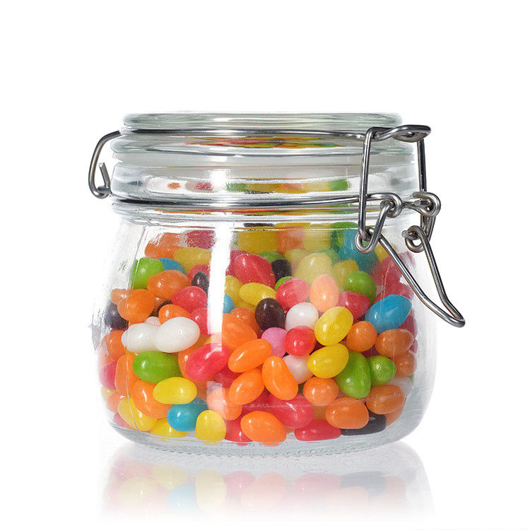 12oz 17oz Clear Glass Storage Jars Candy Round Glass Containers In Bulk With Gold Metal Lids (Các thùng chứa thủy tinh tròn bằng vàng)