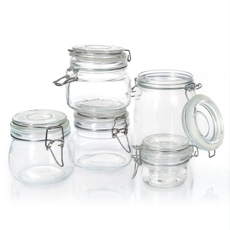 12oz 17oz Clear Glass Storage Jars Candy Round Glass Containers In Bulk With Gold Metal Lids (Các thùng chứa thủy tinh tròn bằng vàng)