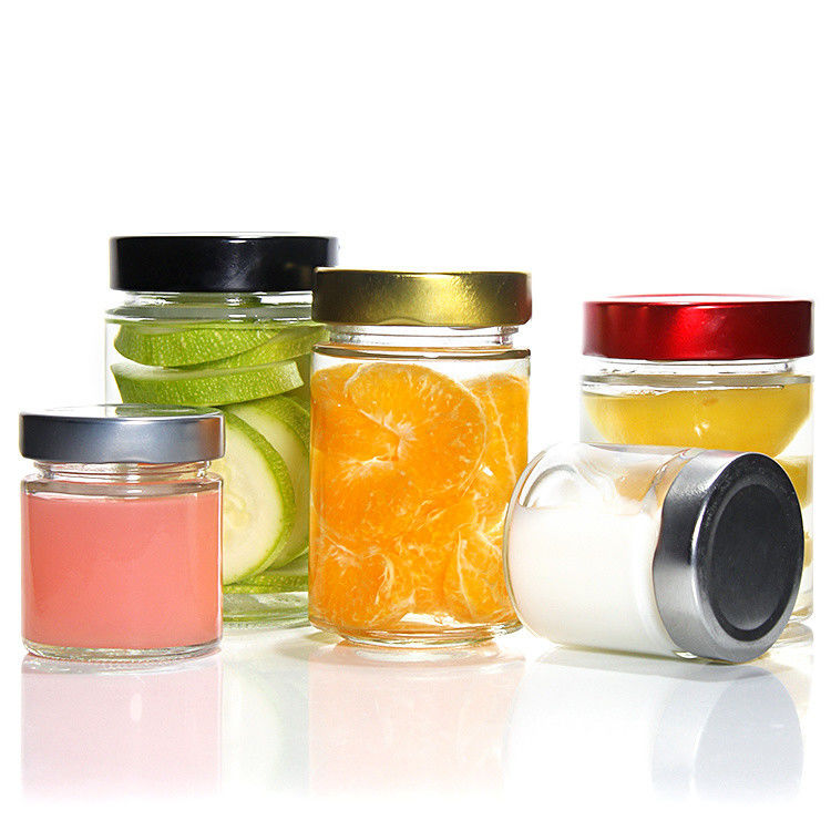 Chống nhiệt vòng 45ml 5Oz 6Oz 8Oz Hermetic Glass Storage Jar Food Storage With Tinplate Lid