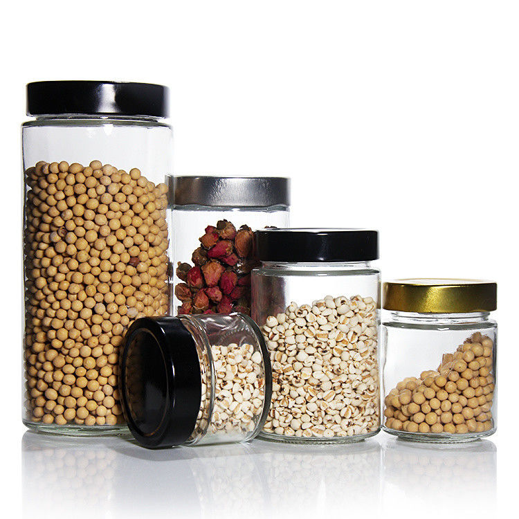 Chống nhiệt vòng 45ml 5Oz 6Oz 8Oz Hermetic Glass Storage Jar Food Storage With Tinplate Lid