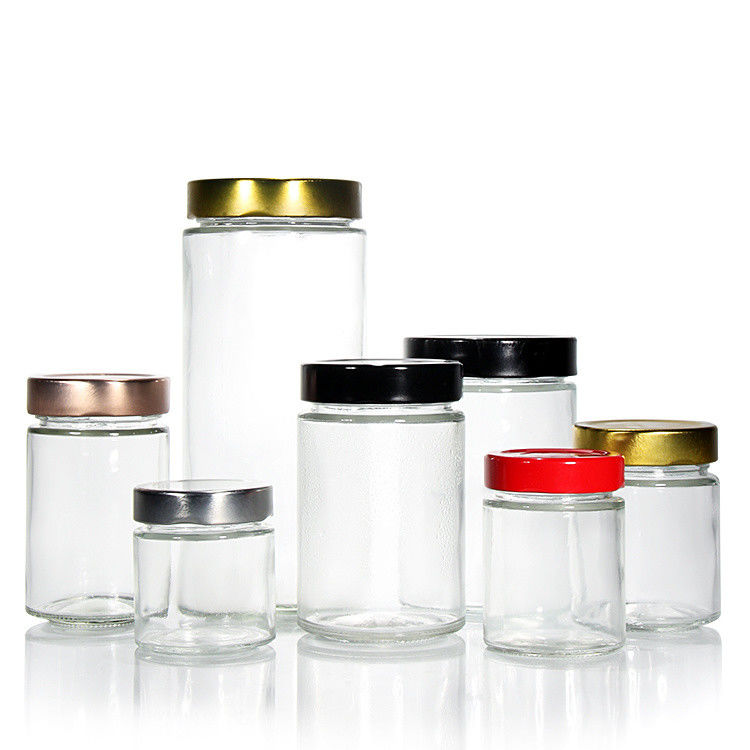 Màn hình 4oz 8oz 16oz 12oz 20oz Glass Jar Glass Food Container Với nắp kim loại sâu